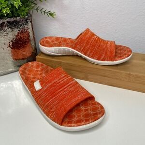 Spenco Slide Sandals Womens Orange Knit Support Comfort Casual 8.5D (Wide)